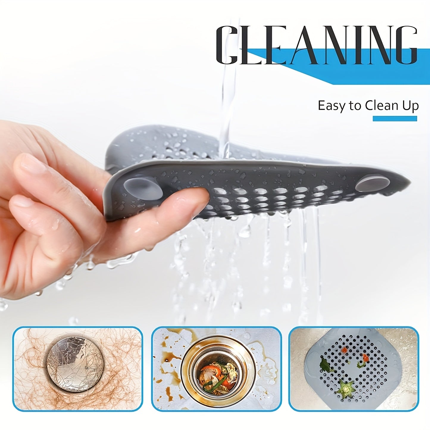 5pcs/3pcs/1pc Silicone Hair Filter | Bathtub and Shower Floor Drain Plug, Kitchen Deodorant Plug, Anti-Clogging Sink Filter