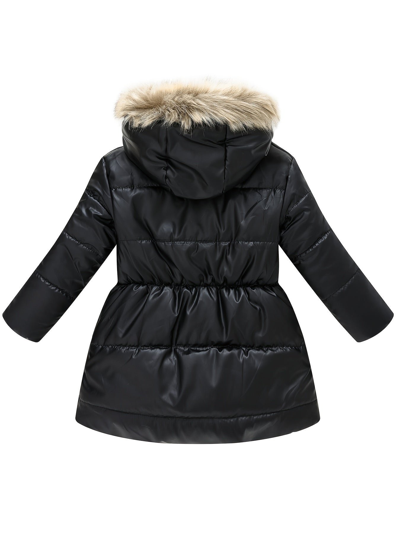 Children's Winter New Style Thickened Glossy Hooded Jacket for Boys and Girls, Mid-Length
