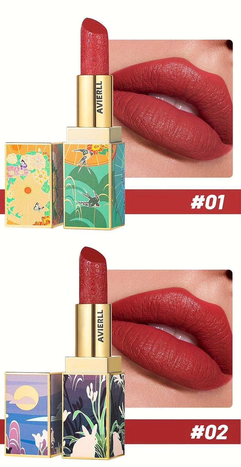Exquisite Matte Velvet Lipstick Set - Moisturizing, Non-Sticky, Smudge-Proof, Waterproof, Lipstick - Perfect Festival Gift For Women - Chinese Traditional Printed Valentine's Day Gifts, Lunar New Year Gifts