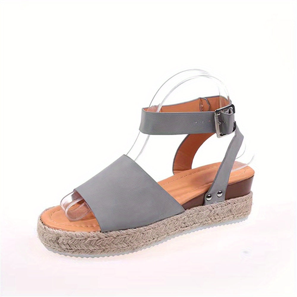 Chic Womens Open Toe Platform Espadrilles - Ankle Strap, Lightweight, Non-Slip Sole - Versatile Summer Sandals