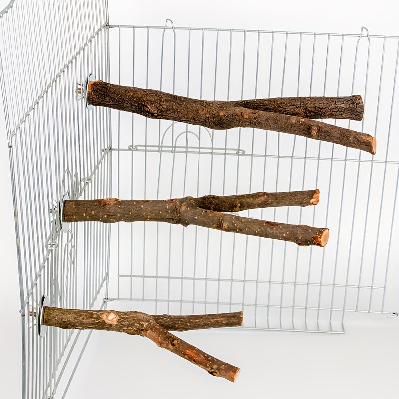 Durable Wooden Bird Perch for Cage - Comfortable Grinding Stick for Birds - Fun Bird Toy and Supplies