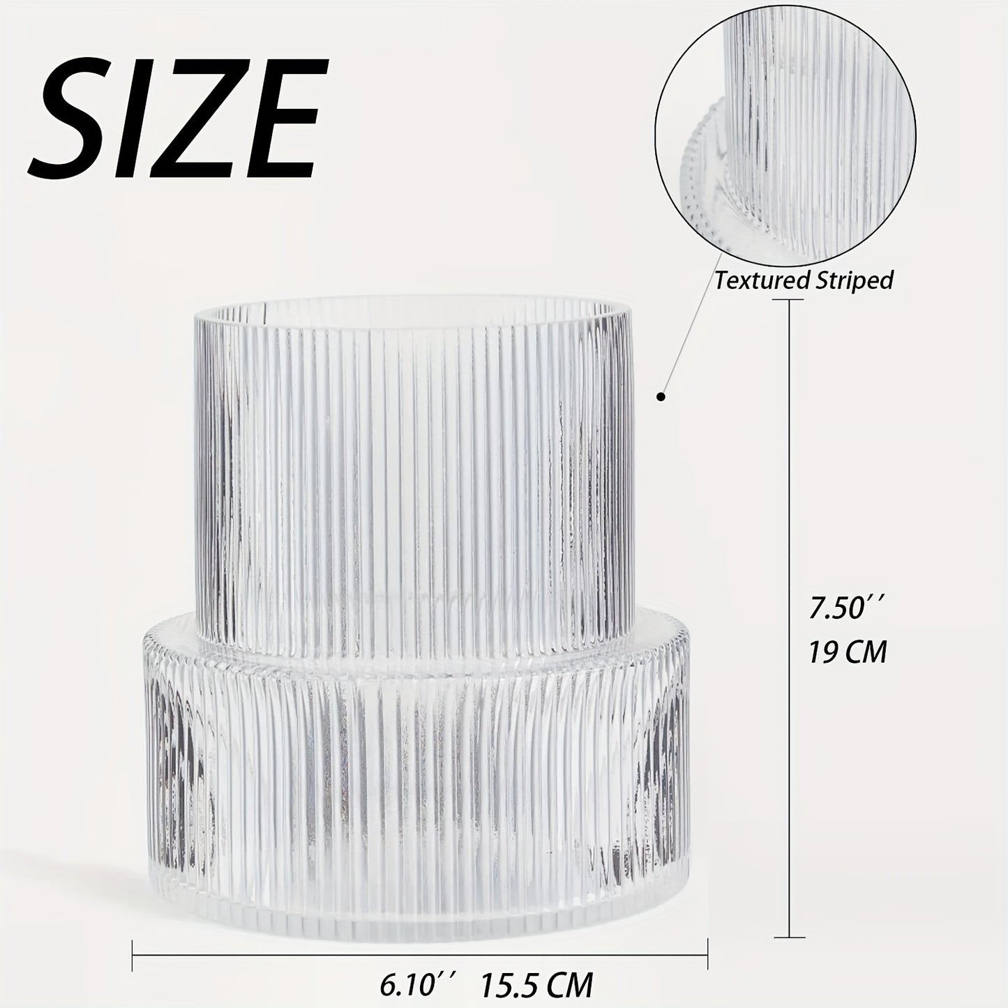 Modern Striped Glass Vase for Home & Restaurant Decor - Perfect for Spring/Summer Aesthetics, No Battery Needed