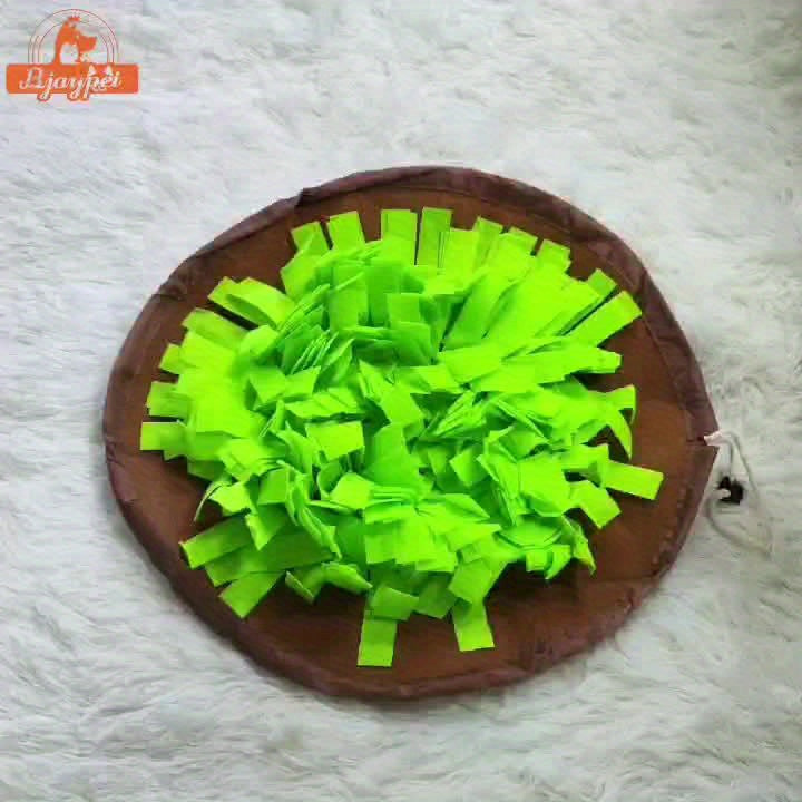 Dog Scent Mat - Interactive Training Toy with Green & Brown Polyester Material, Round Pet Sniffing Pad for Mental Stimulation, No Batteries Needed, Dog Training Mat, Dog Scent Work, Playful Design, Durable Construction