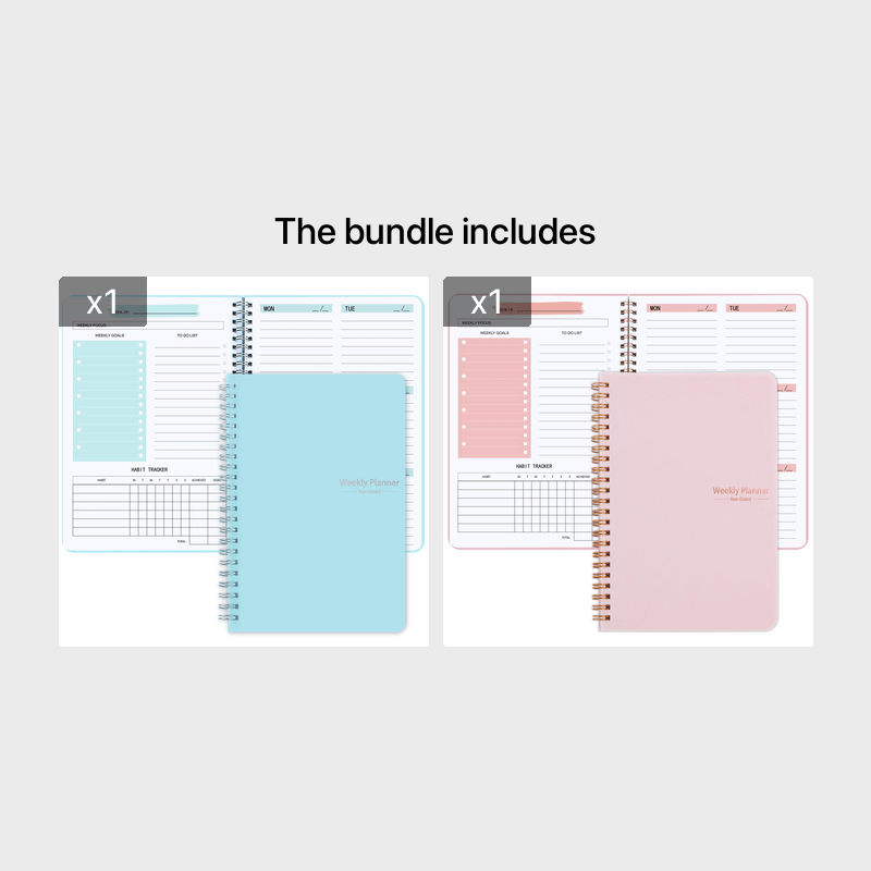 1pc Trees Undated A5 Daily Weekly Notebook Planner | Spiral Bound, 52 Sheets, 21.08*13.97 cm, Pvc Cover, English Language, Ideal For Office And School Use