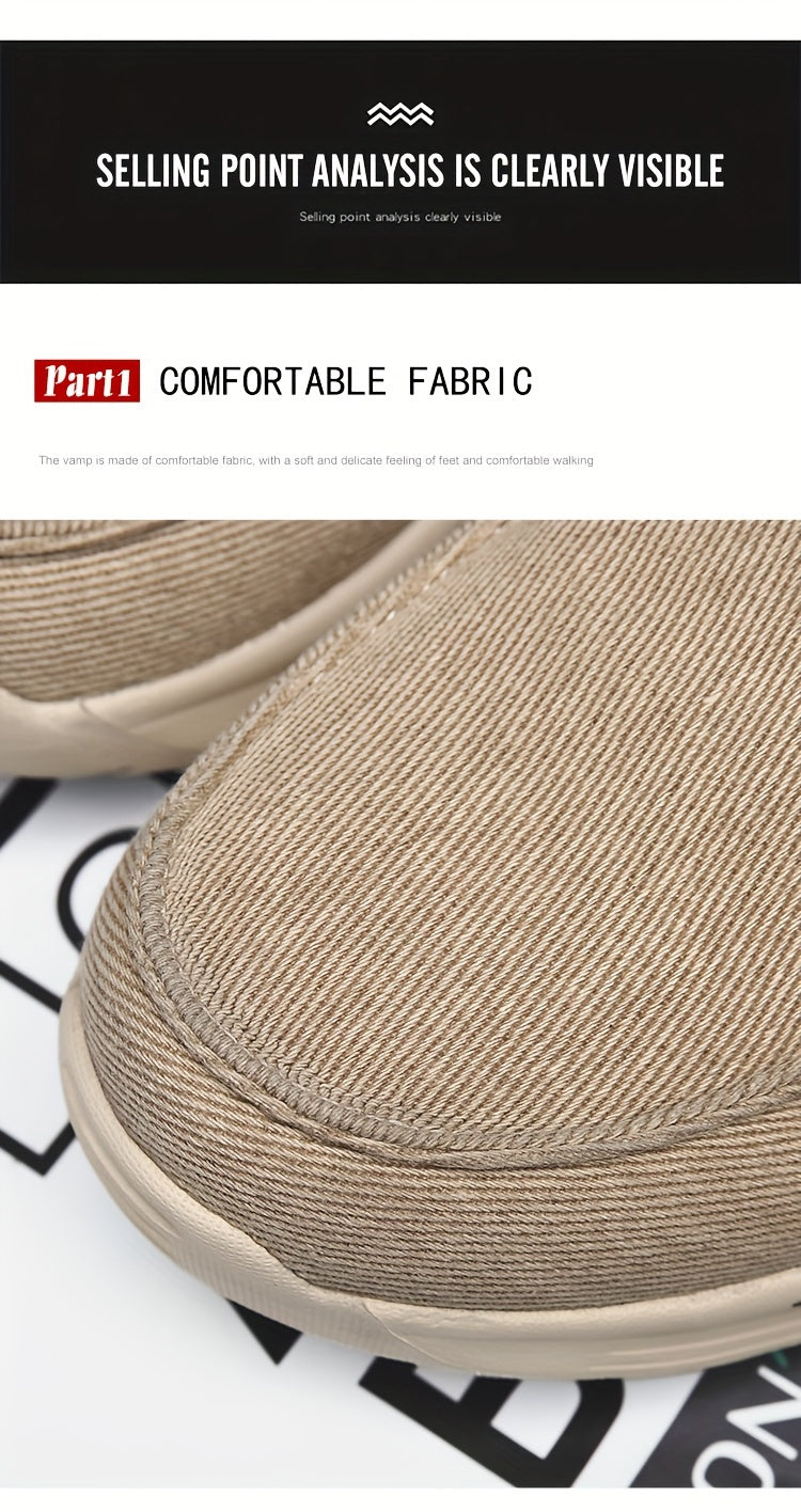 Men's Canvas Breathable Slip On Loafer Shoes Comfortable Walking Sneakers