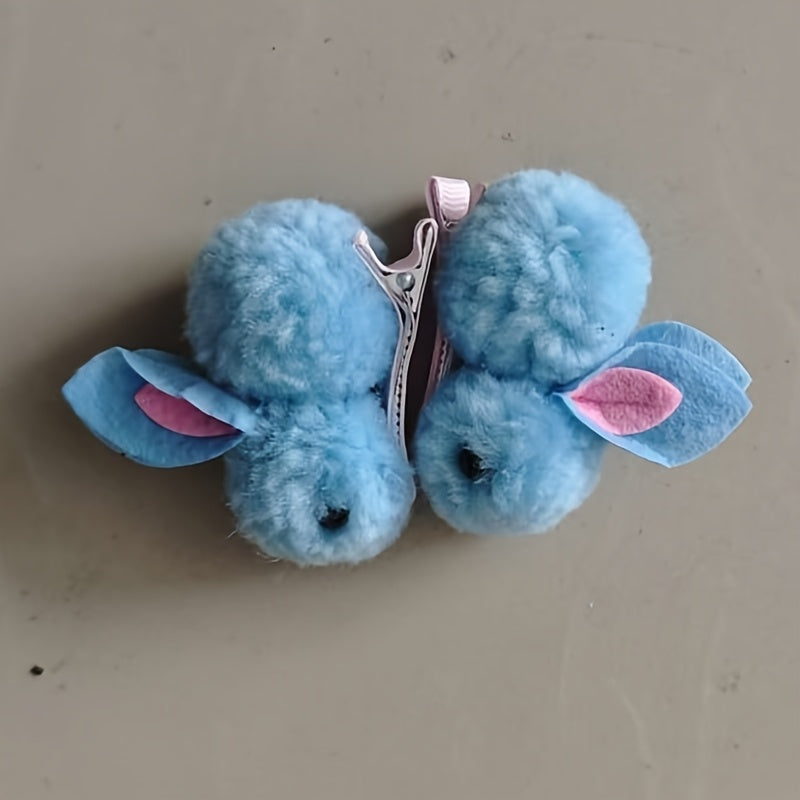 2pcs Baby Girls Cute Plush Rabbit Hair Clips Princess Decorative Hair Accessories Holiday Birthday Gift