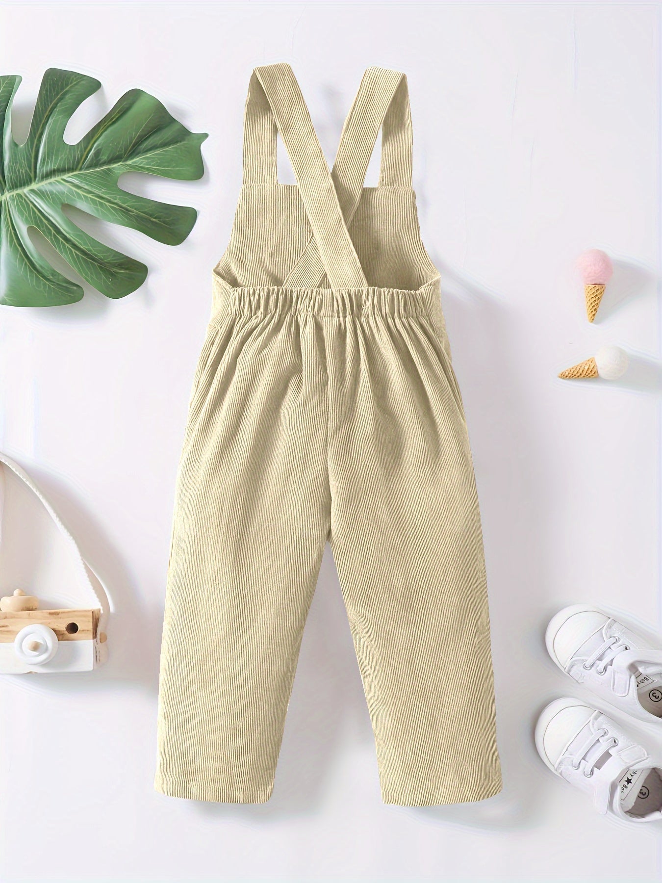 Casual Corduroy Knotted Toddler Baby Overalls, Jumpsuit With Pocket, Retro Strap Pants For Boys Girls