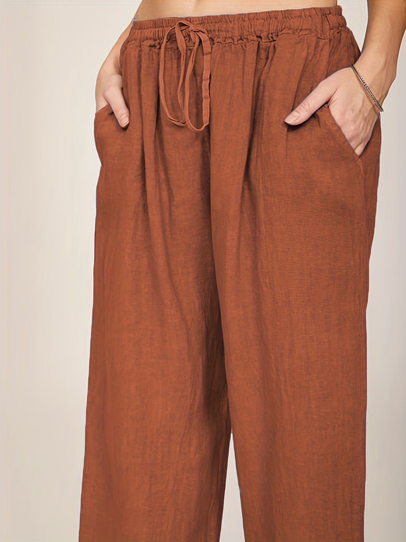 Drawstring Wide Leg Pants, Solid Loose Palazzo Pants, Casual Every Day Pants, Women's Clothing