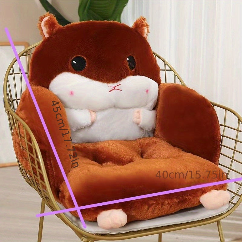 Cute Seat Cushion Hamster Shape Lazy Sofa, Cozy Warm Skin-Friendly Plush Office Chair Pads, Integrated Thickened Reading Pads, 17.7''×15.7'', (Color: Grey/Pink/Dark Brown/Light Brown)