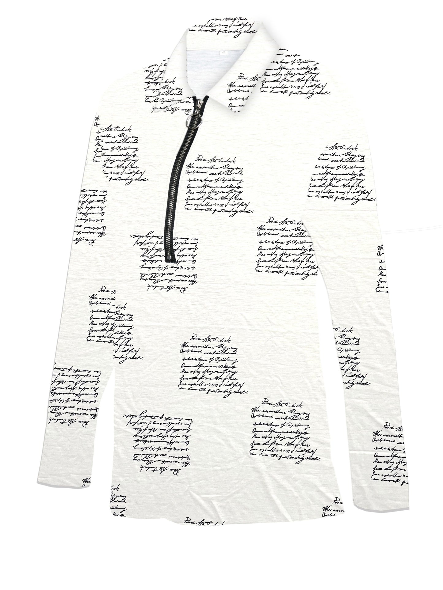 Graphic Print Zipper Polo Shirts, Casual Loose Long Sleeve Polo Shirts Tops For Spring & Summer, Women's Clothing