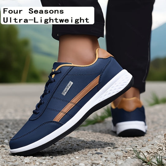 VanWeir Lightweight Men'S Shoes | Navy Blue/White, Lace-up sneakers with MD/TPR Sole, Breathable Fabric Lining for Outdoor, Hiking & Casual Wear