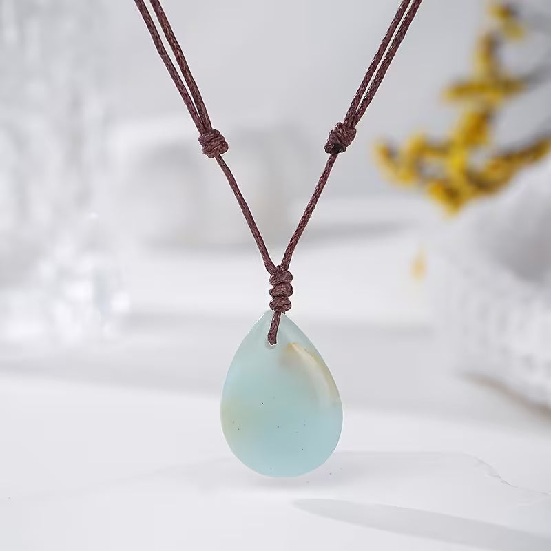 Natural Stone Hand-woven Drop Pendant Necklace