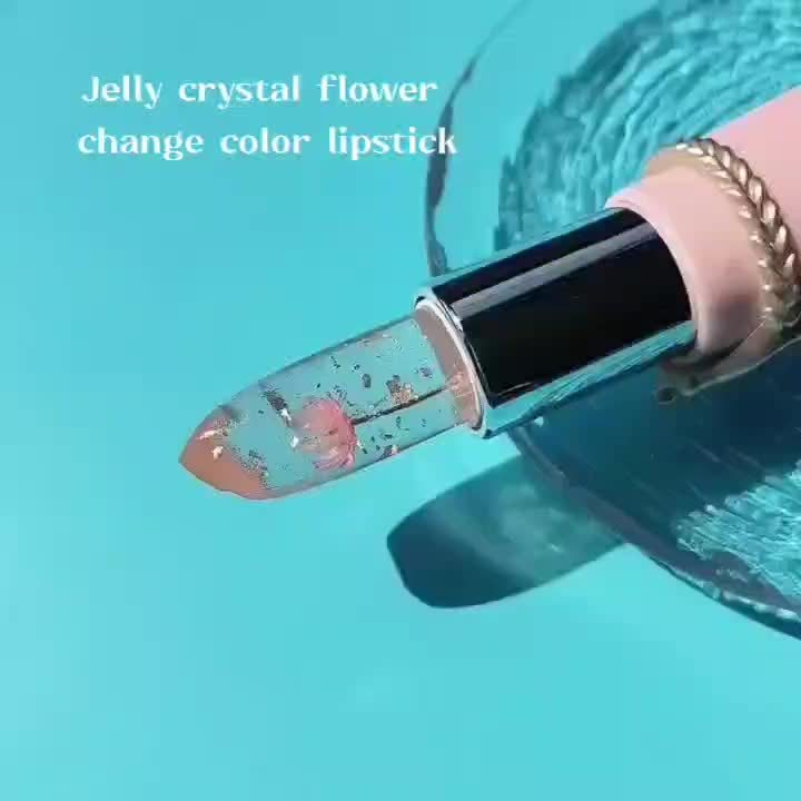 6-Piece Set of emaymei Vibrant Transparent Jelly Change Lipsticks - Featuring Crystal Golden Foil, Delicate Flower Petals, Shimmering Pink Hues, and Long-Lasting Moisturizing Formula for a Perfect Pout
