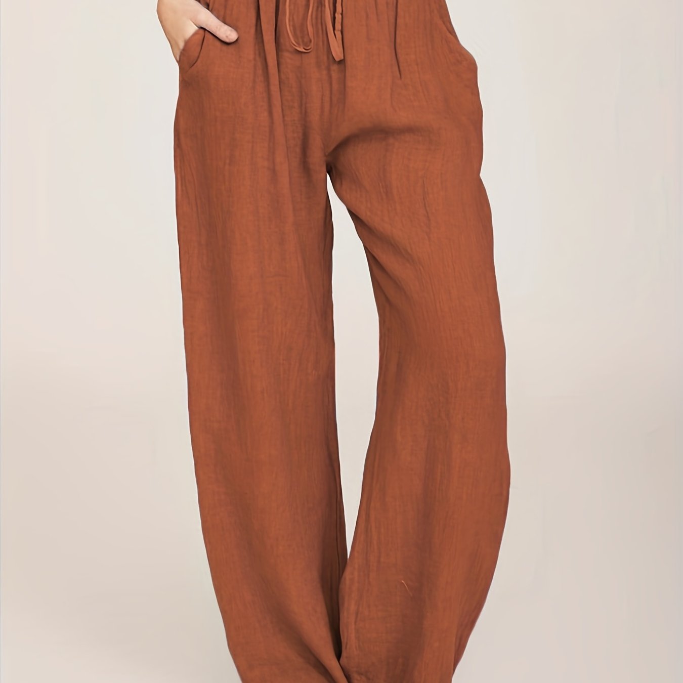 Drawstring Wide Leg Pants, Solid Loose Palazzo Pants, Casual Every Day Pants, Women's Clothing