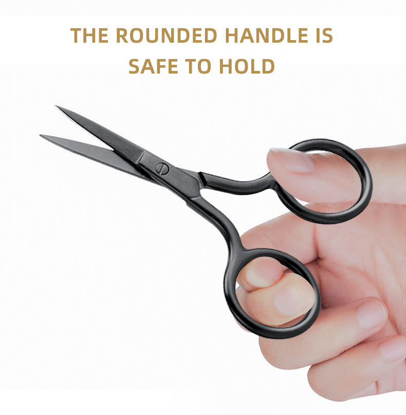 Stainless Steel Pointed Tip Scissors - A Pair Of Black Fish Line With Rose Golden Handles - Ideal For Trimming Eyebrows, Eyelashes, Embroidery, And Various Beauty Tasks
