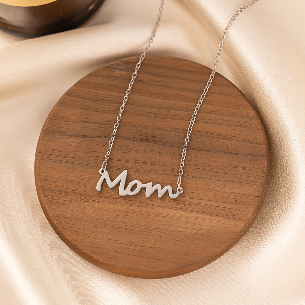 Mini "Mama" Necklace for Women - Golden-Tone Cursive Script Collarbone Chain, Minimalist Everyday Jewelry, Mother's Day Birthday Gift for Mom, Year-Round Wear, Mothers Day Necklace, Elegant Accessory, Delicate Design