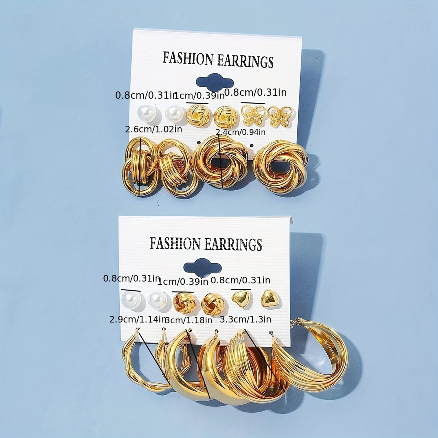 11 pairs of luxury palace style fashion earrings in different styles, including heart, butterfly, flower, twisted, geometric, imitation pearl earrings, suitable for Women's parties, dates, vacations, minimalist style jewelry