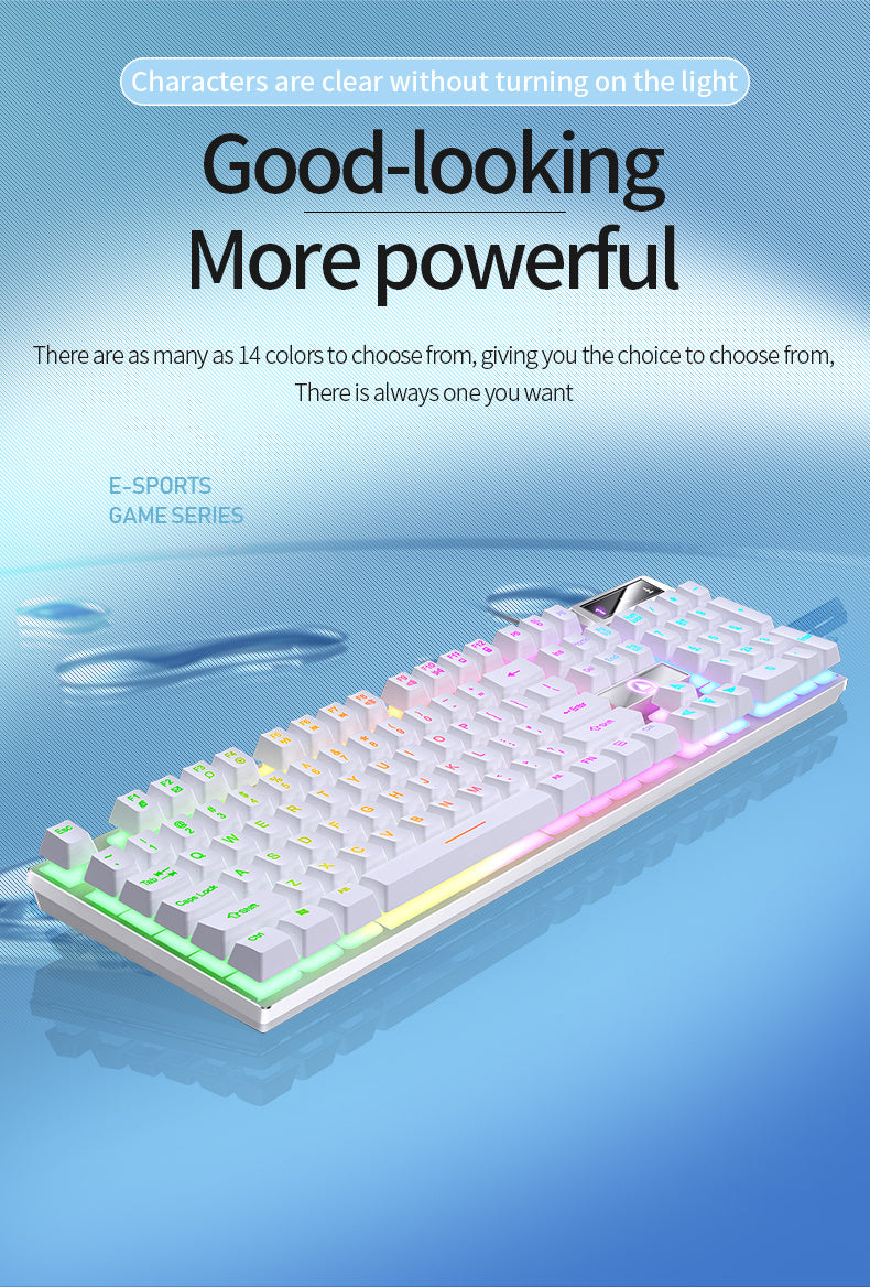 Silvery Carved Game Keyboard USB Wired Mechanical Feel Luminous Keyboard with Backlight Desktop Computer Notebook Office Universal