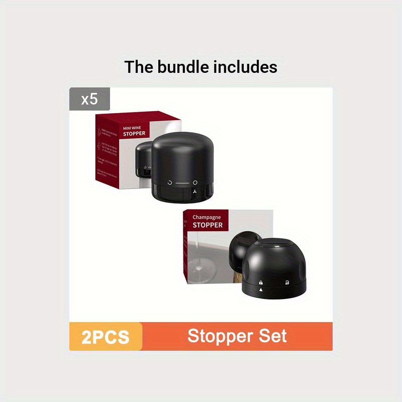 [Leak-Proof Wine Stoppers] 10x Leak-Proof Vacuum Wine Stoppers - Reusable Champagne Bottle Sealer Caps with Secure Lid, Durable Plastic for Wine & Champagne Preservation, Ideal for Home Bar, Kitchen, and Restaurant Use, Wine
