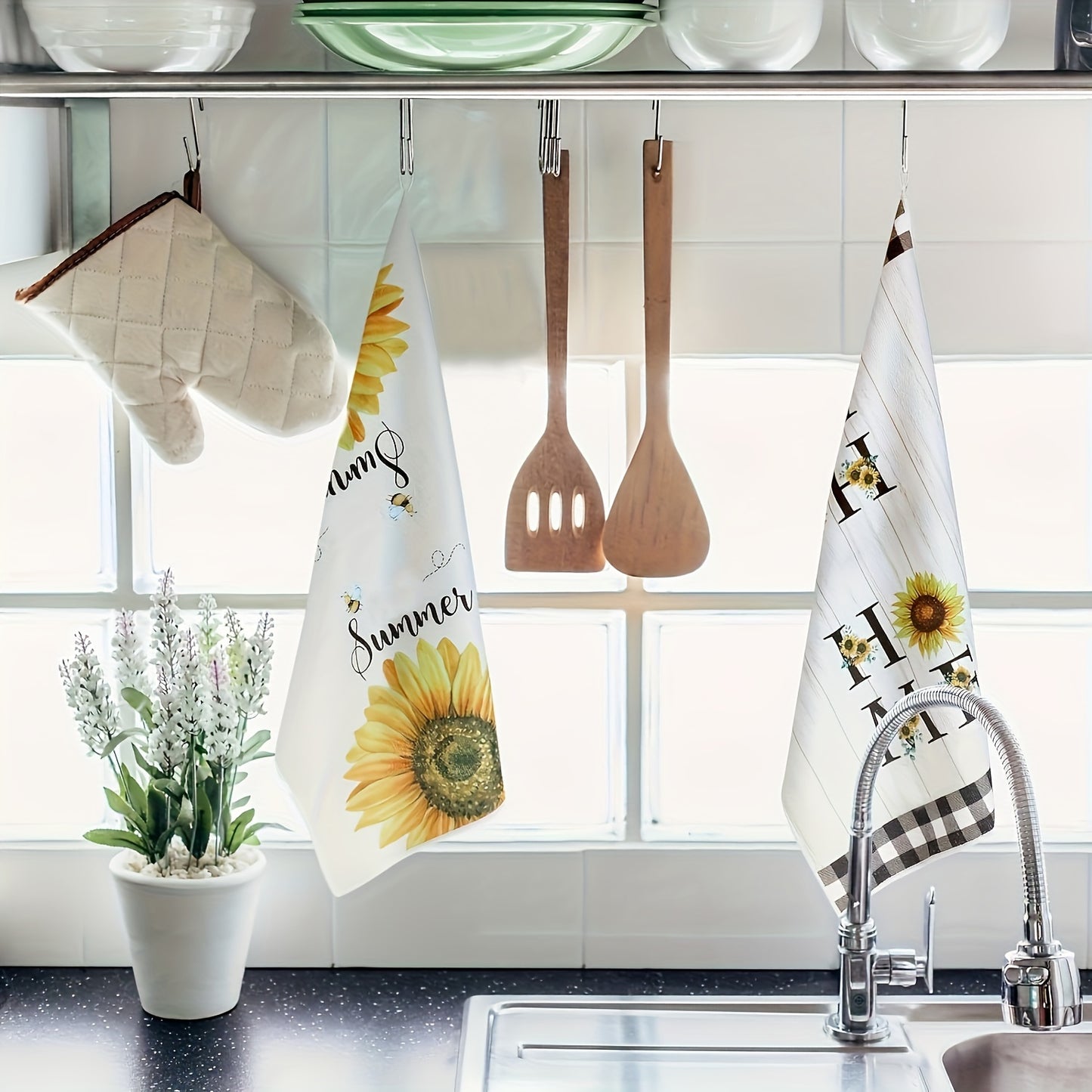 Sunflower-Themed Kitchen Towel Set (2/4 Pcs)