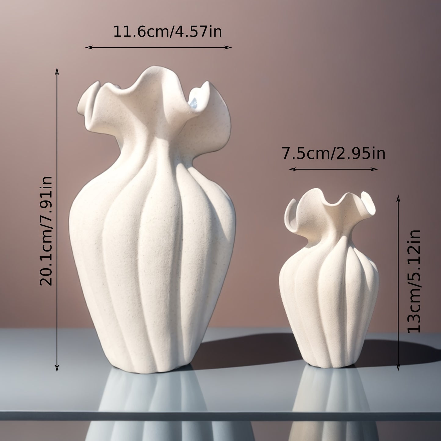 Elegant 20cm Striped Ceramic Vase with Skirt Element Design - Modern Art Style, Perfect for Fresh and Hydroponic Flowers, International Style, Flower Arrangement | Elegant Decor | Striped Texture, Vases Home Decor