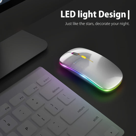 Rechargeable 2.4G Wireless Silent Office Mouse For PC Computer/laptop Windows/ios System With LED Color Light And BT5.2 Wireless Mouse.