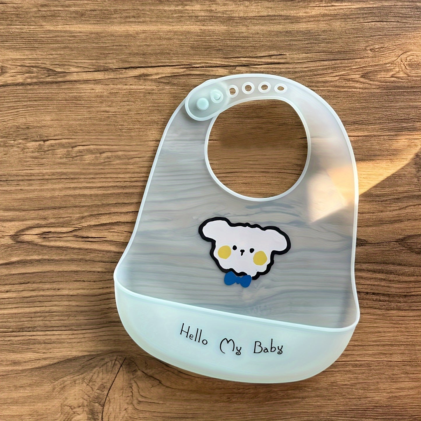 1pc Silicone Baby Bib - Lightweight, Snap Closure, Cute Designs for Boys & Girls, Perfect for Feeding Time, Durable & Easy to Clean, Feeding Accessorie