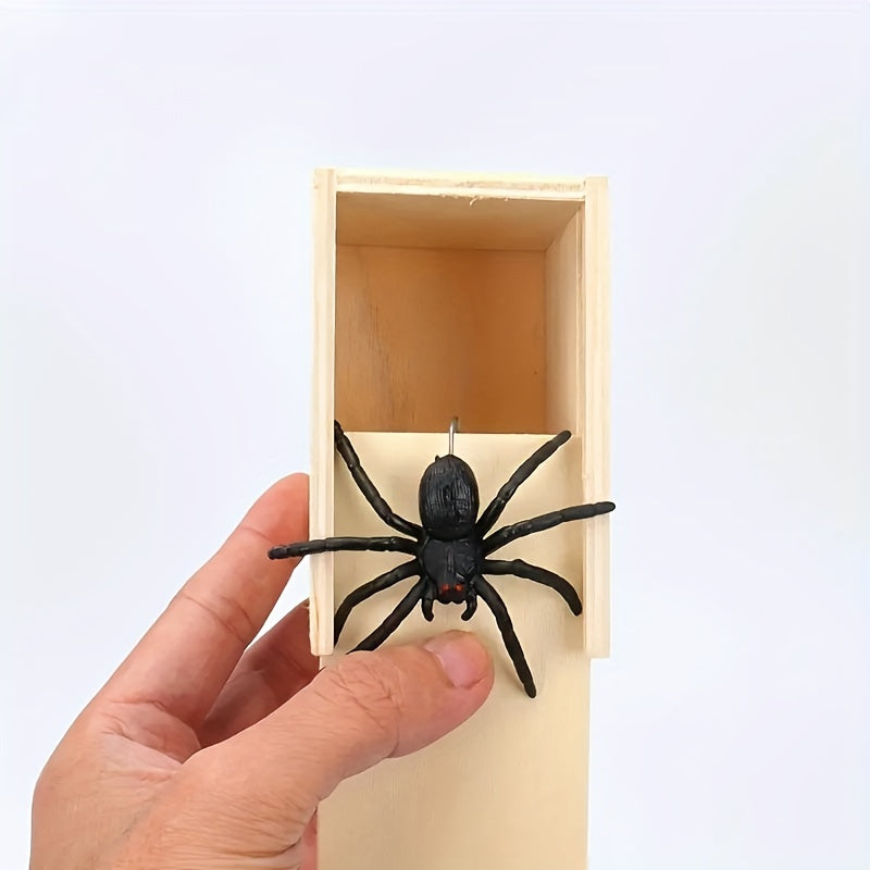 [Surprise Gift] Handmade Wooden Spider Surprise Gift Box | 1pc | Wooden | Swingable, Reusable | Prank Toy | Birthdays, Christmas, April Fools' Day | Fun