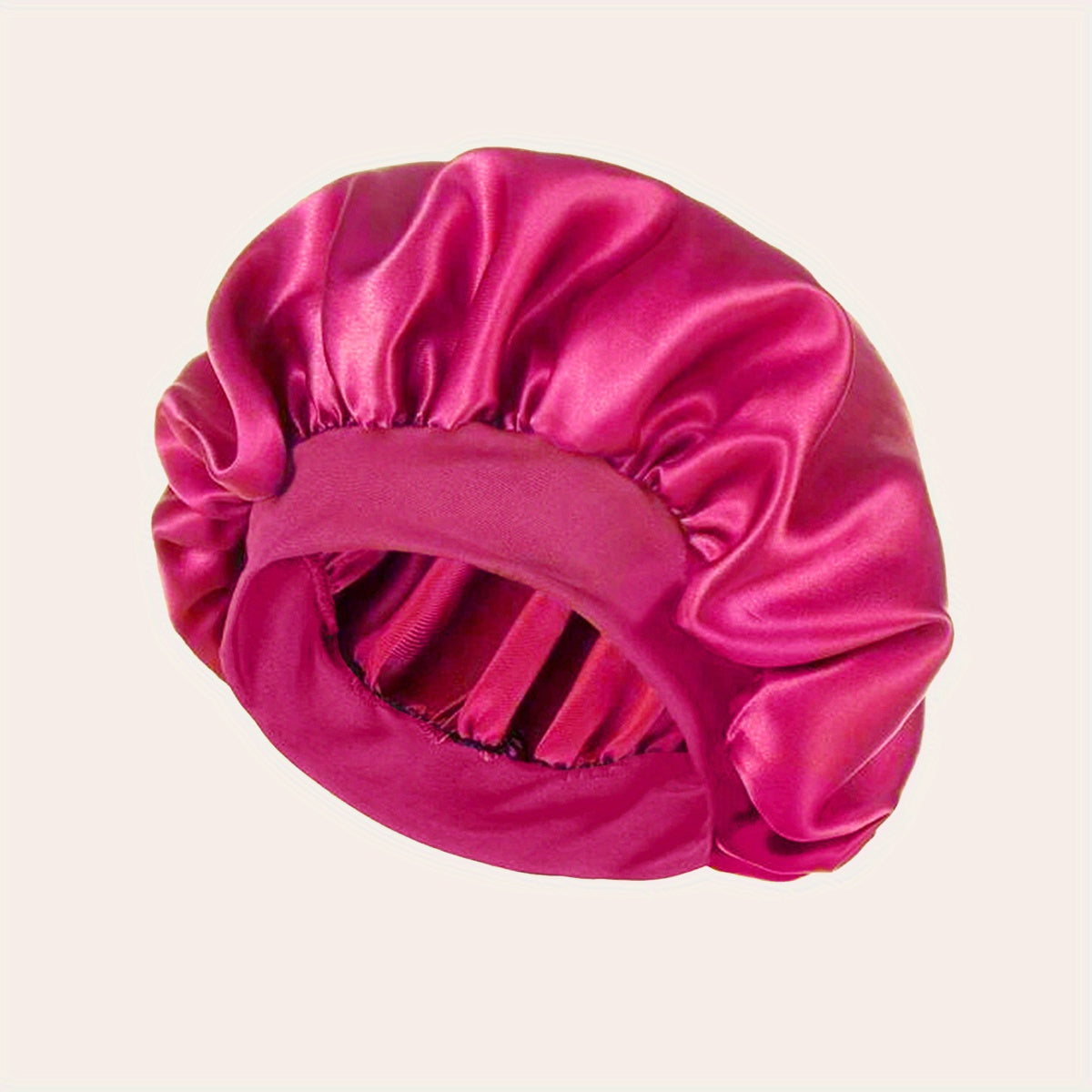 2023 New Women'S Fashion Hair Bonnet - Wide Brim Elastic Sleep Cap for Curly Straight Hair, Pink Fluffy Polyester Bath Hat with Ruffled Edges, Oil-Free Dry Hair Cover for Sleep & Relaxation, Hair Bonnet for Sleeping, Comforta