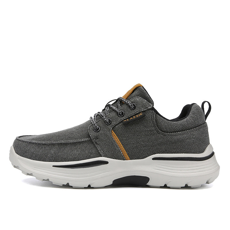 Plus Size Wide Fit Men's Lace-Up Loafers, Men's Canvas Lightweight Comfortable Walking Shoes