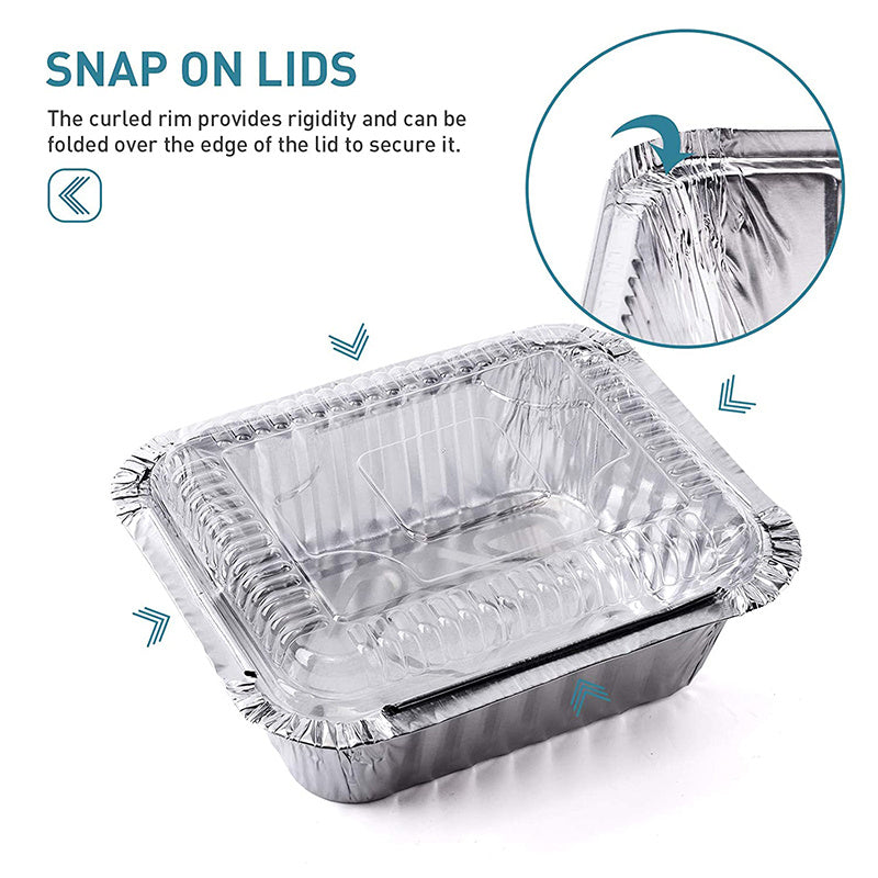 Heavy-Duty Disposable Aluminum Foil Pans with Clear Lids - Airtight, Recyclable Food Storage Containers for Cooking, Baking, Meal Prep, and Takeout - Ideal for Holidays like Christmas and New Year