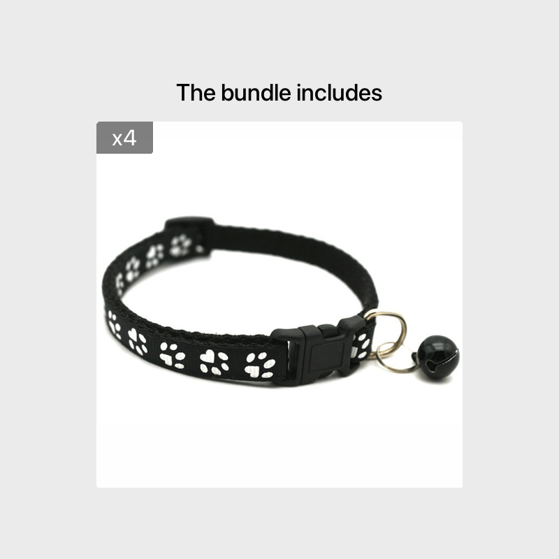 Rainbow Cute Bell Collar with Adjustable Buckle and Paw Print Design for Cats