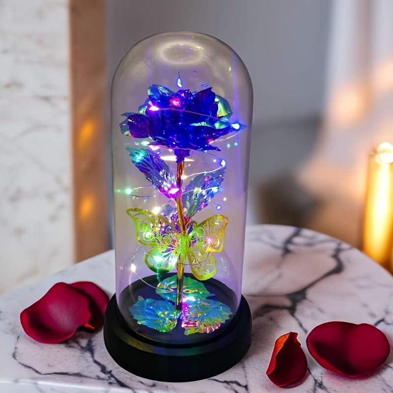 1pc Exquisite Hollow Butterfly LED Rose Cover - Illuminated, Decorative, and Romantic Gift for Valentines Day, Mothers Day, Wedding, Back-to-School, Holiday, Party, Mom, and Scene Layout Occasions