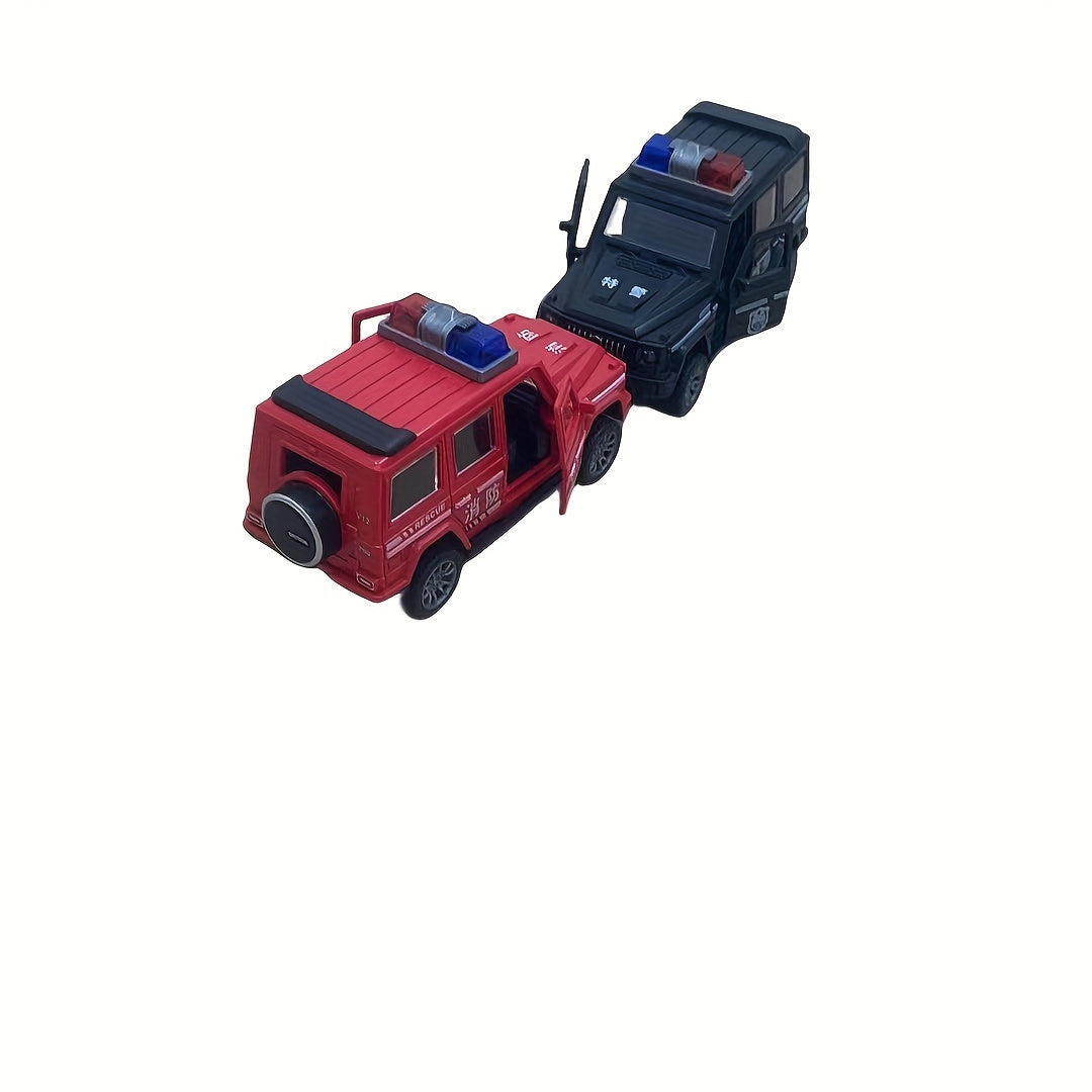 Toy Car Inertia Drop Resistant Openable Door Police Car Fire Truck Model Off-road Small Car