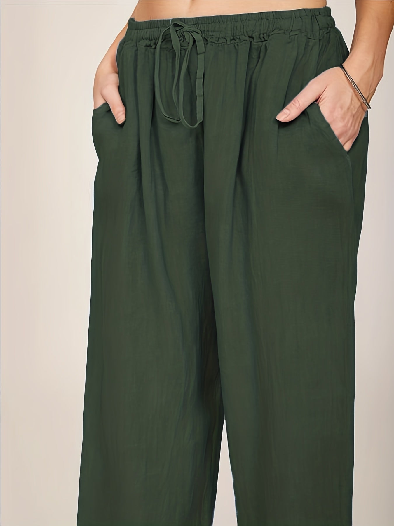 Drawstring Wide Leg Pants, Solid Loose Palazzo Pants, Casual Every Day Pants, Women's Clothing
