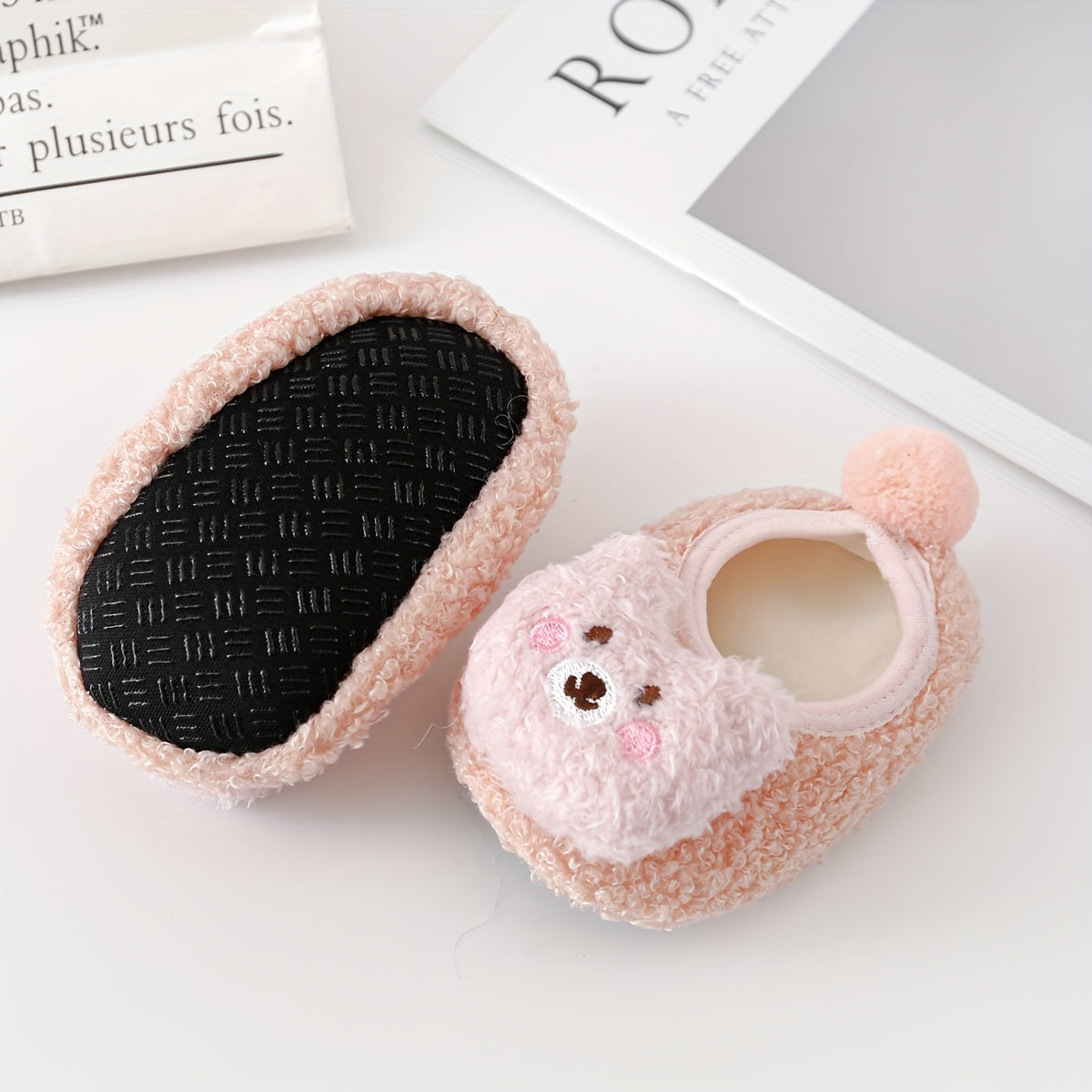 Cute Christmas Animal Slippers - 1pair Non-slip Baby Toddler Shoes Socks for Girls & Boys