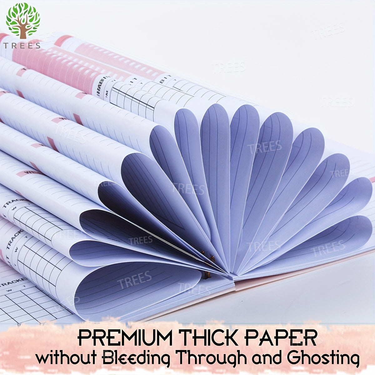 1pc Trees Undated A5 Daily Weekly Notebook Planner | Spiral Bound, 52 Sheets, 21.08*13.97 cm, Pvc Cover, English Language, Ideal For Office And School Use