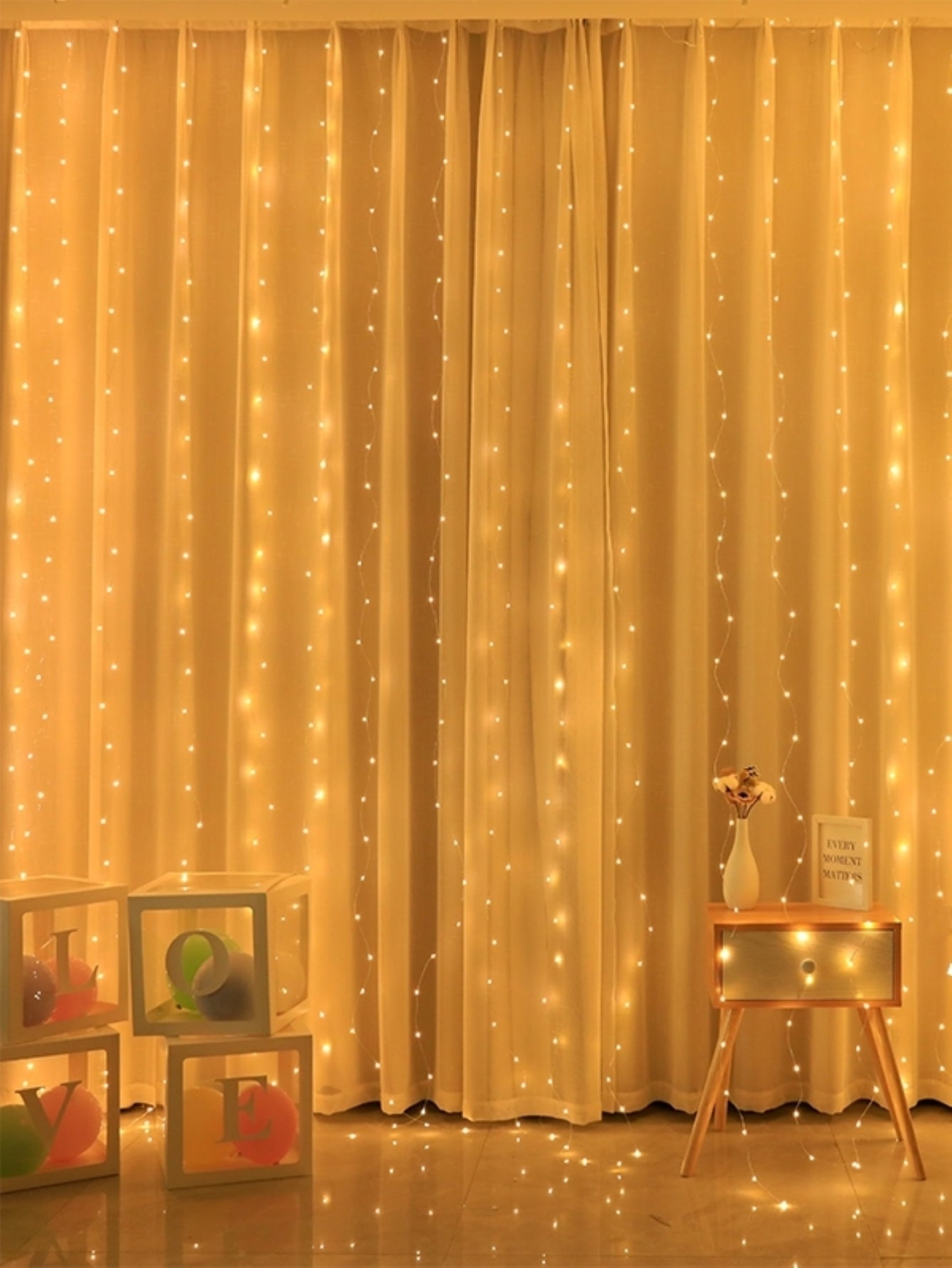 1pc, 200 LED Curtain Lights 199.95cm, Hanging Window Lights, Fairy Lights, Bedroom Decor, Indoor Decor, Christmas Holiday Party Supplies, Party Decor, Festival Decor Not Include Batteries, Halloween