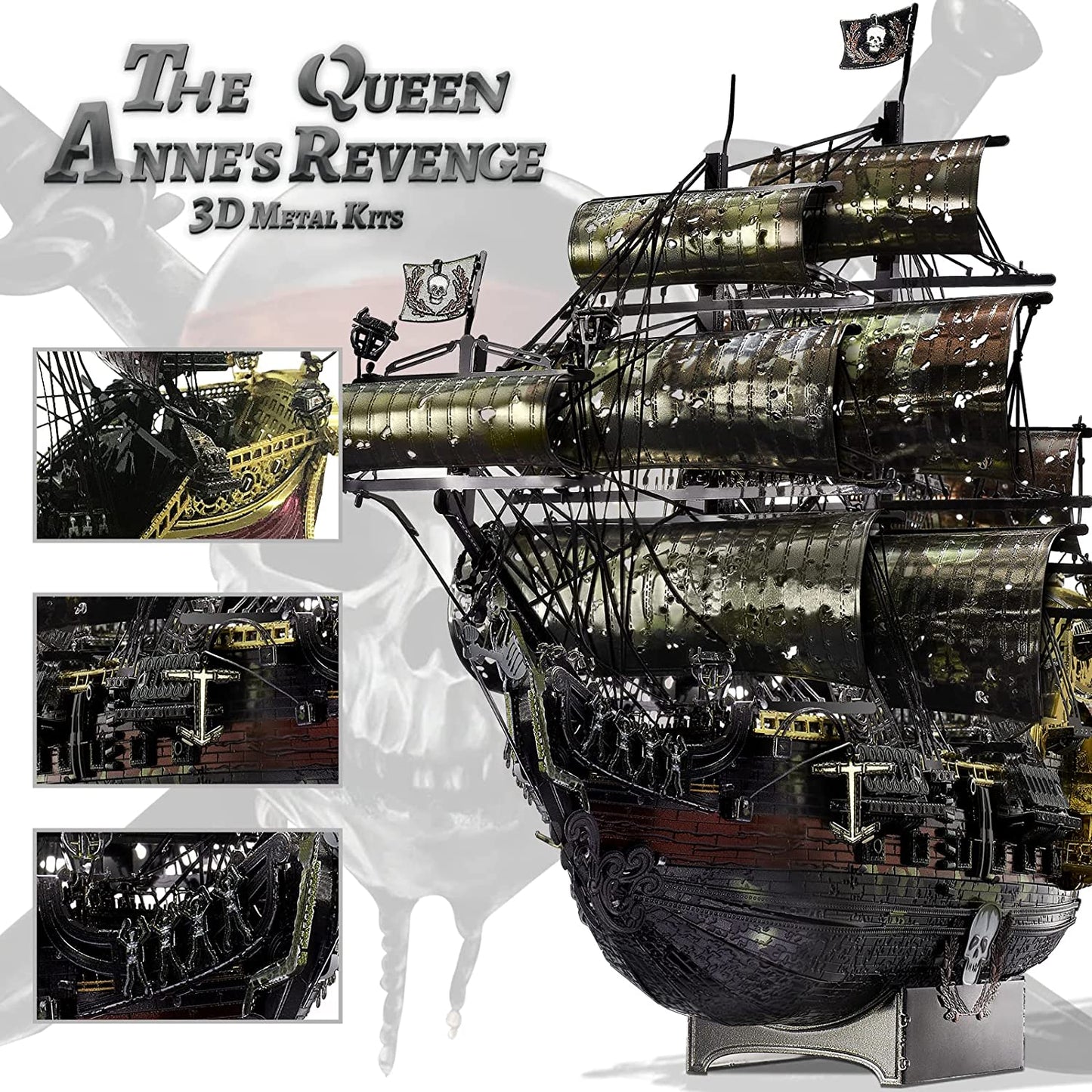 Piececool Metal 3D Puzzles for Adults, Flying Dutchman Pirate Ship Model Kits, 3D Watercraft Model Building Kit, DIY Craft Kits Difficult 3D Puzzles for Family Time, Great Birthday Gifts