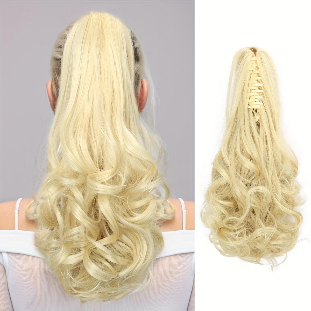 14-Inch Claw Clip Ponytail in Various Colors, Extended Pear Flower Curls, Multi-Layered Long Wavy Ponytail, Synthetic Hair Extensions Suitable for Women to Wear During New Year Role-Playing.