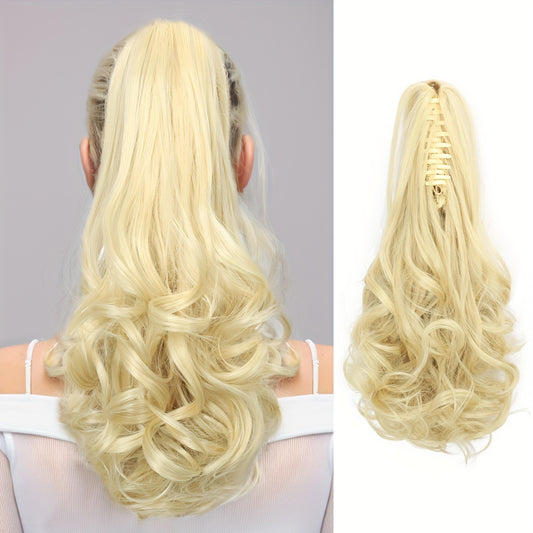 14-Inch Claw Clip Ponytail in Various Colors, Extended Pear Flower Curls, Multi-Layered Long Wavy Ponytail, Synthetic Hair Extensions Suitable for Women to Wear During New Year Role-Playing.
