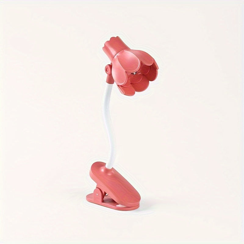 1/2/3pcs MINI Arm Adjustable LED Horn Flower Book Light - Battery-Powered Desk Lamp with Pink & White Design, Perfect for Reading at night, or Desktop Decoration, Portable reading Lighting, Desk Lamps for Home Office,mini boo
