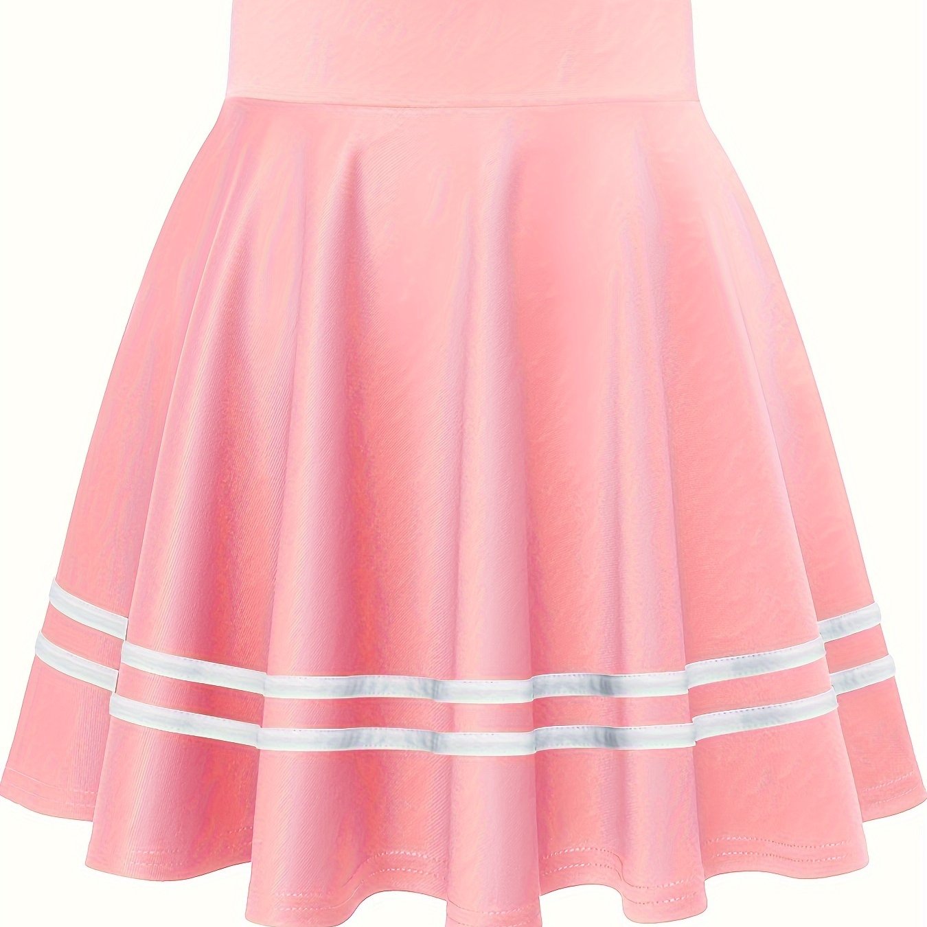 Striped A-Line Skater Skirt, Versatile High Waist Skirt For Spring & Summer, Women's Clothing
