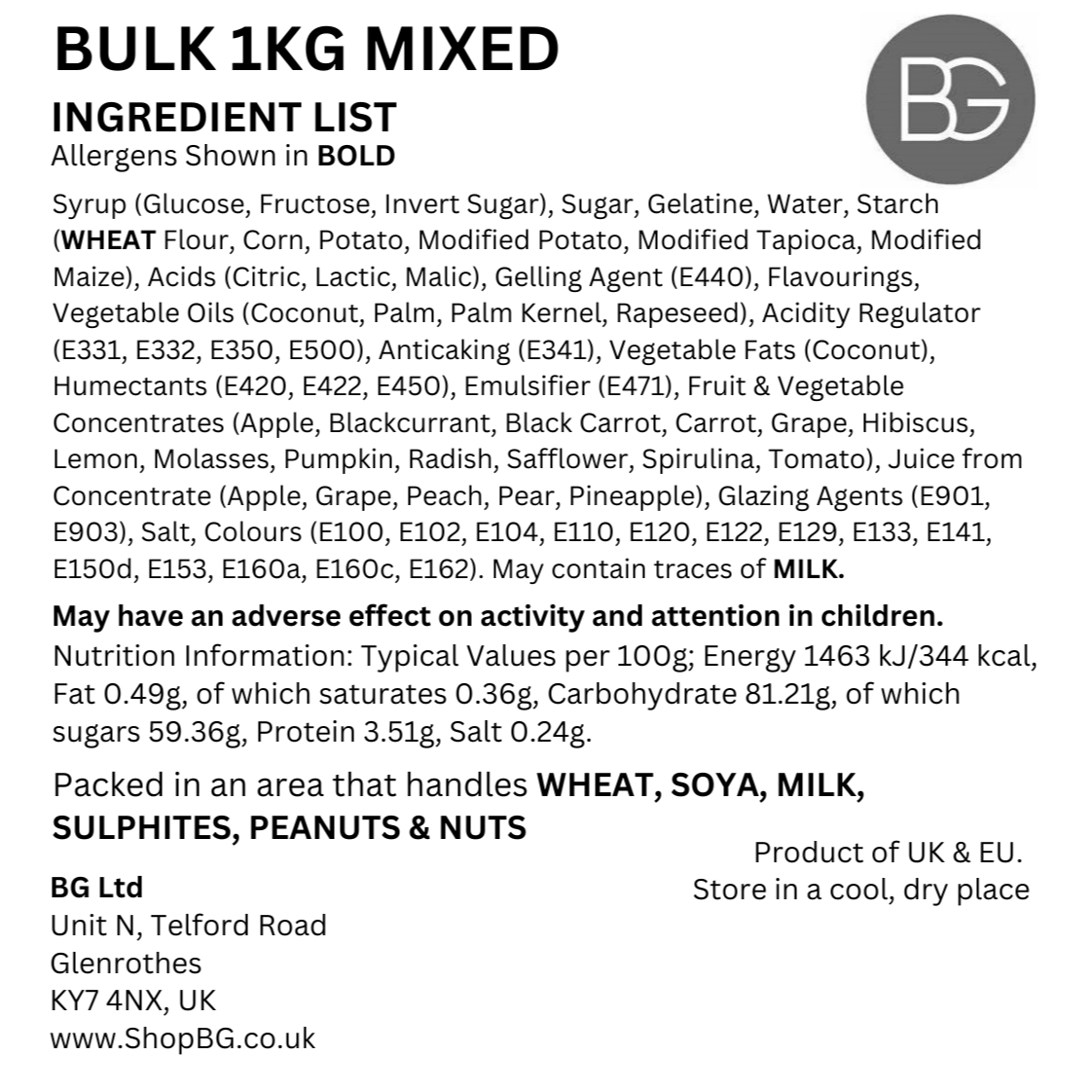 BG 1kg Bulk Bag Cheap Mixed Classic Sweets Random Assortment Fizzy & Jelly, Foam Chewy Gummy Sour Sweets 1kg Bag