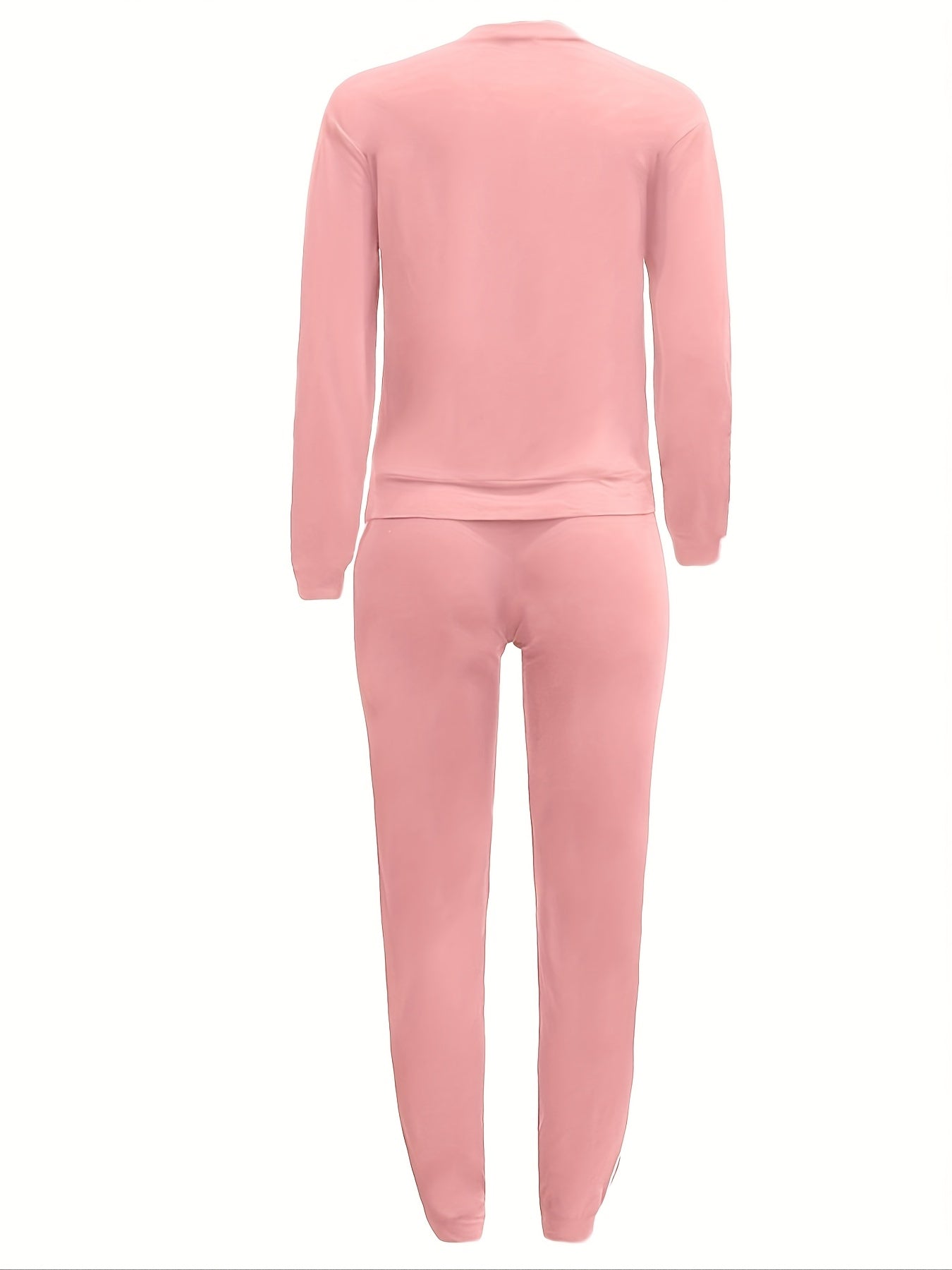 Women's Sports Two-piece Set, Love Letter Print Long Sleeve Top & Pants For Fall & Winter, Women's Clothing