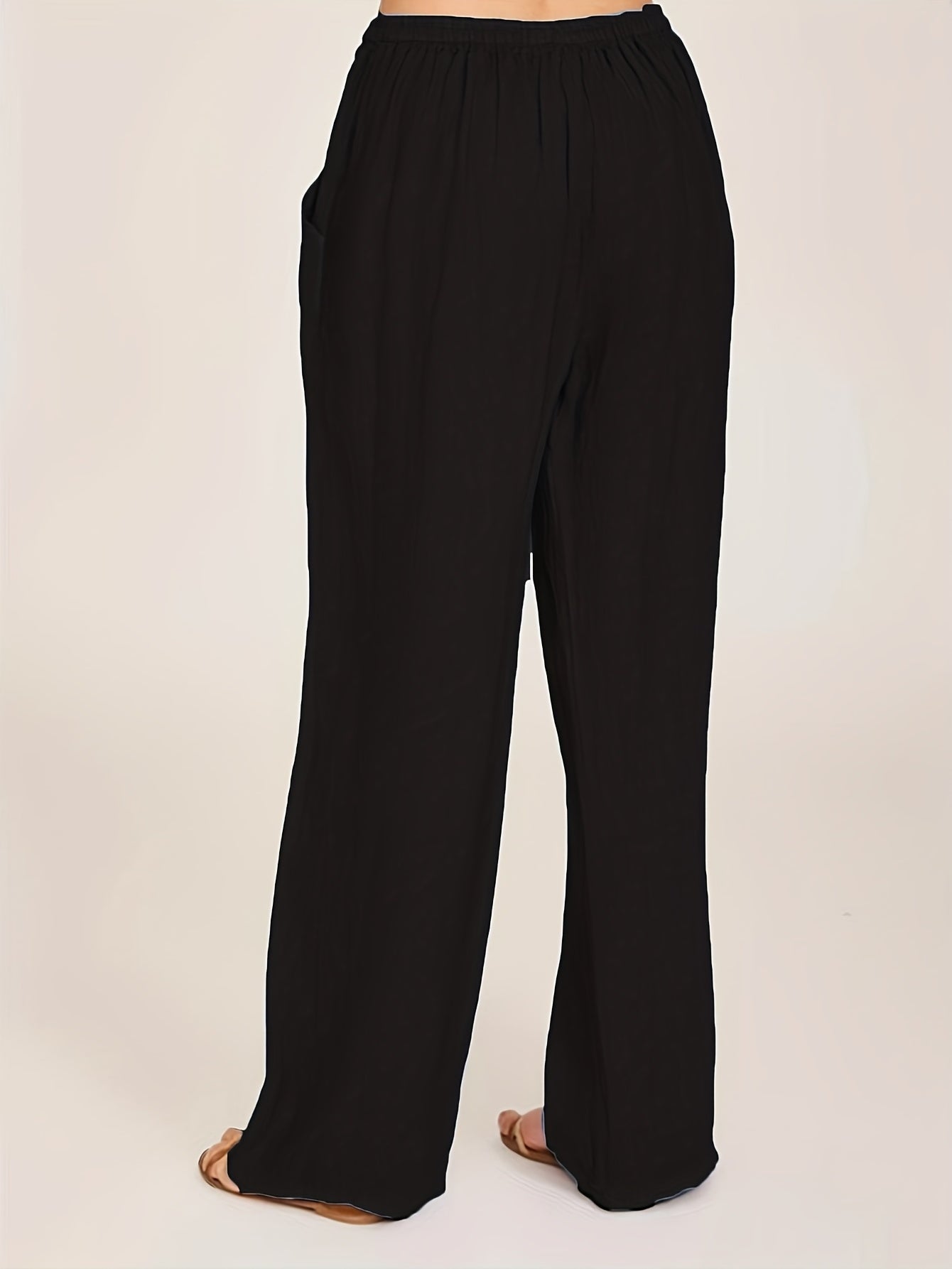 Drawstring Wide Leg Pants, Solid Loose Palazzo Pants, Casual Every Day Pants, Women's Clothing