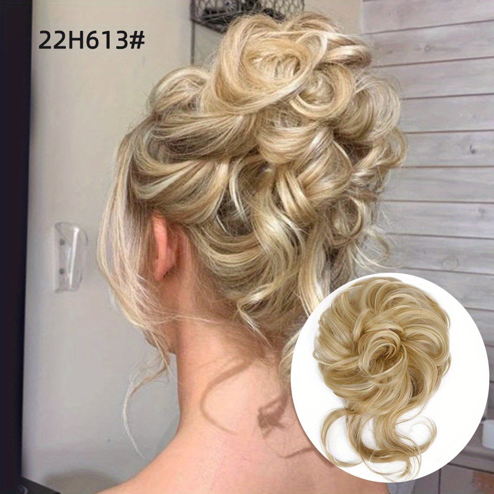 Add Volume And Style with Synthetic Messy Curly Hair Bun Chignon Scrunchy Hair Band! Hair Halloween Christmas