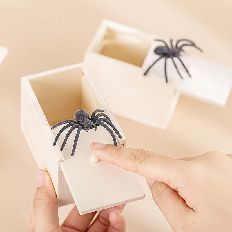 [Surprise Gift] Handmade Wooden Spider Surprise Gift Box | 1pc | Wooden | Swingable, Reusable | Prank Toy | Birthdays, Christmas, April Fools' Day | Fun