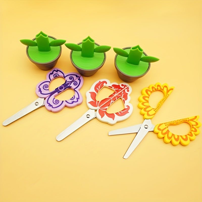 Cute Flower-Shaped ABS Resin Safety Scissors - Right-Handed, Perfect for Office & School Supplies, DIY Crafts, and Desk Decor by YOJII