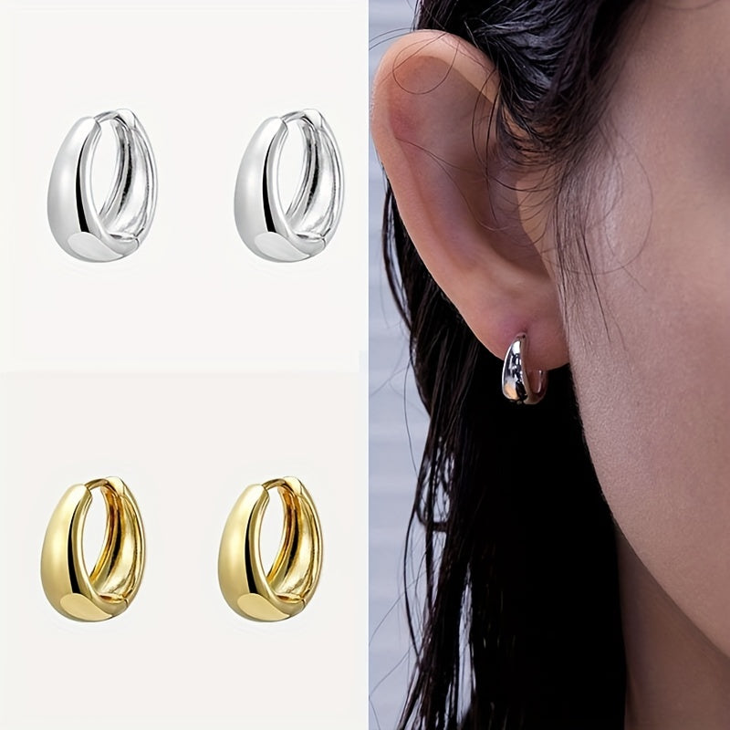 Minimalist Luxury Golden Hoop Earrings Copper 14K Gold Plated Jewelry Female Daily Wear Accessories